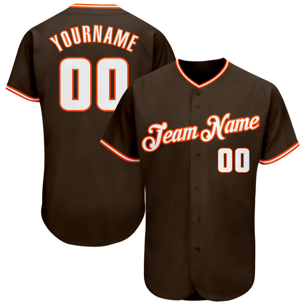 Mlb Ico Custom Team Orange Baseball White Authentic Brown Jersey Discount ...