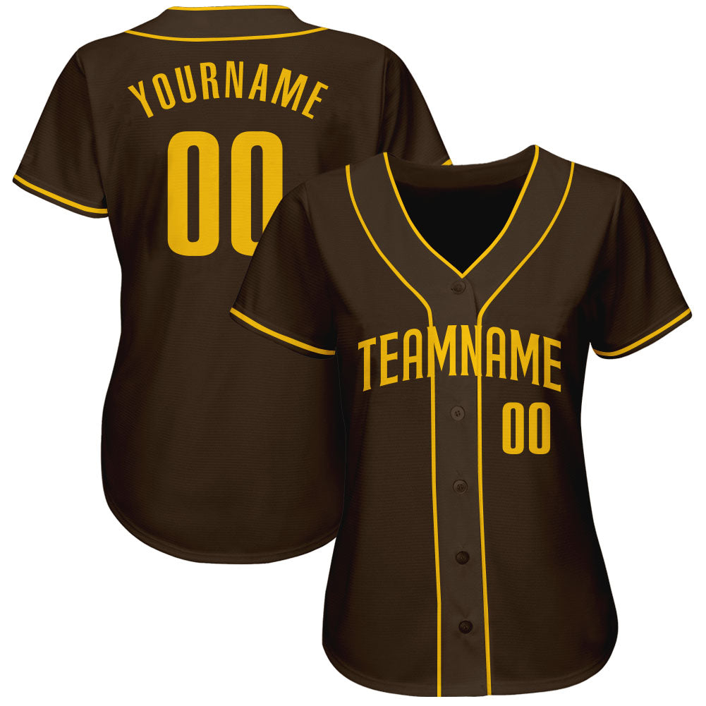 Custom Brown Gold Authentic Baseball Jersey
