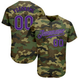 Custom Camo Purple-Black Authentic Salute To Service Baseball Jersey