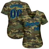 Custom Camo Navy-Teal Authentic Salute To Service Baseball Jersey