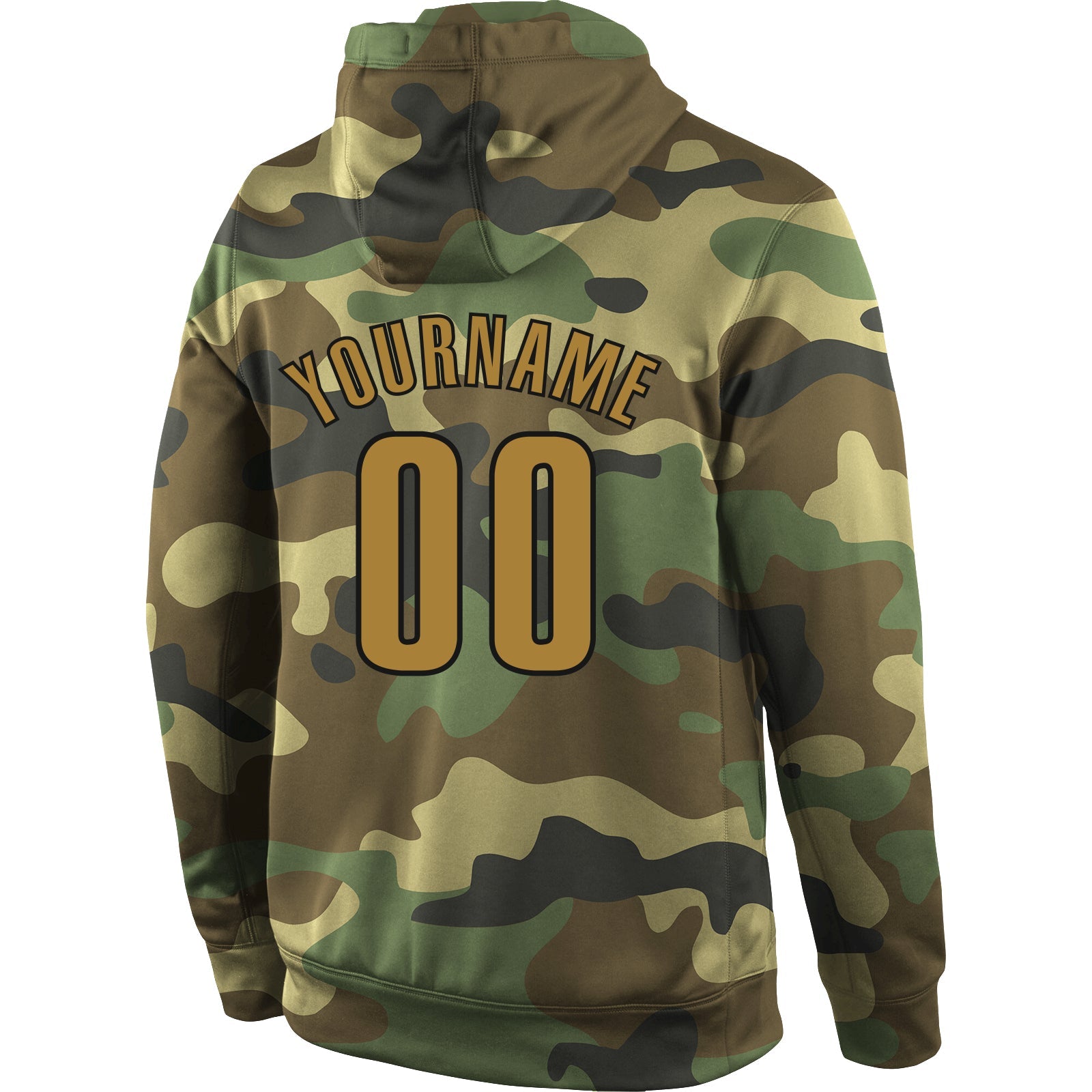 Custom Stitched Camo Old Gold-Black Sports Pullover Sweatshirt Salute To Service Hoodie
