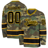 Custom Camo Black-Gold Salute To Service Hockey Jersey
