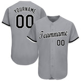 Custom Gray Black-White Baseball Jersey
