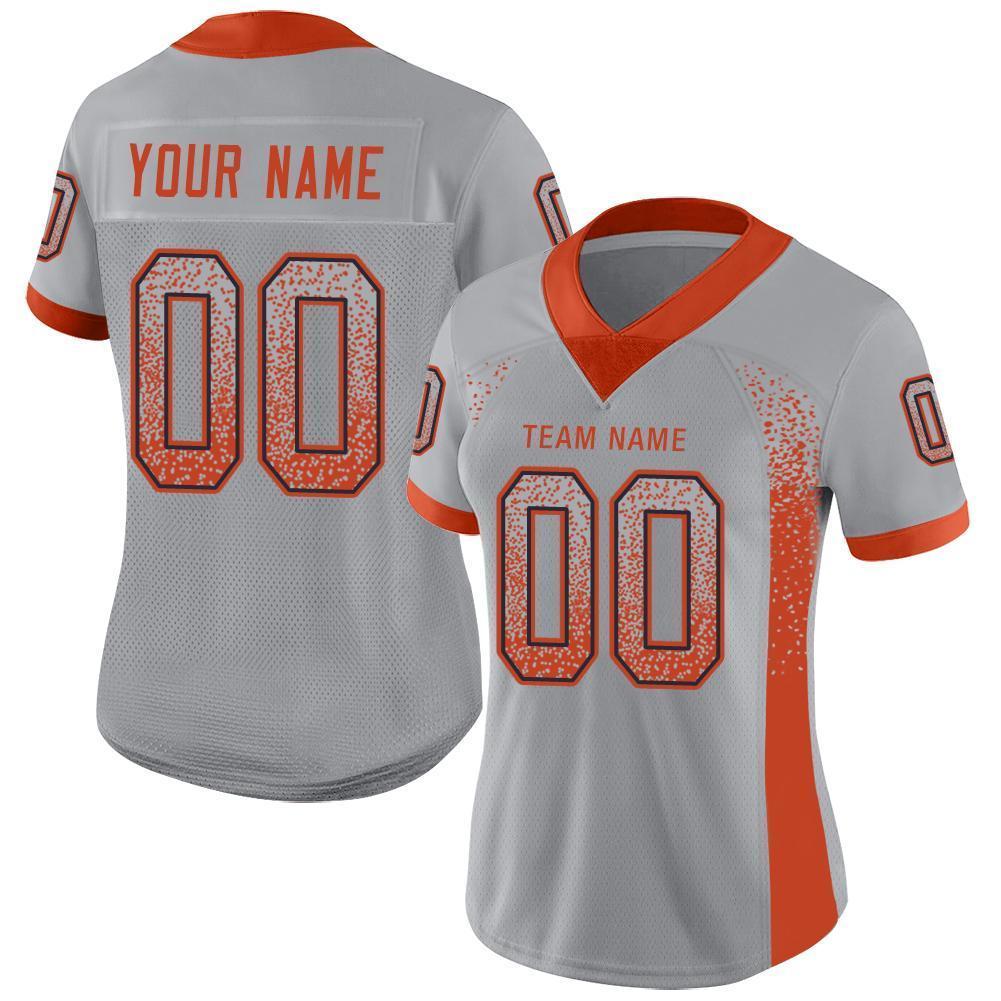 Custom Light Gray Orange-Navy Mesh Drift Fashion Football Jersey