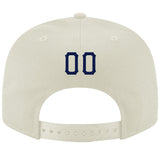 Custom Cream Navy-Gray Stitched Adjustable Snapback Hat