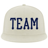 Custom Cream Navy-Gray Stitched Adjustable Snapback Hat