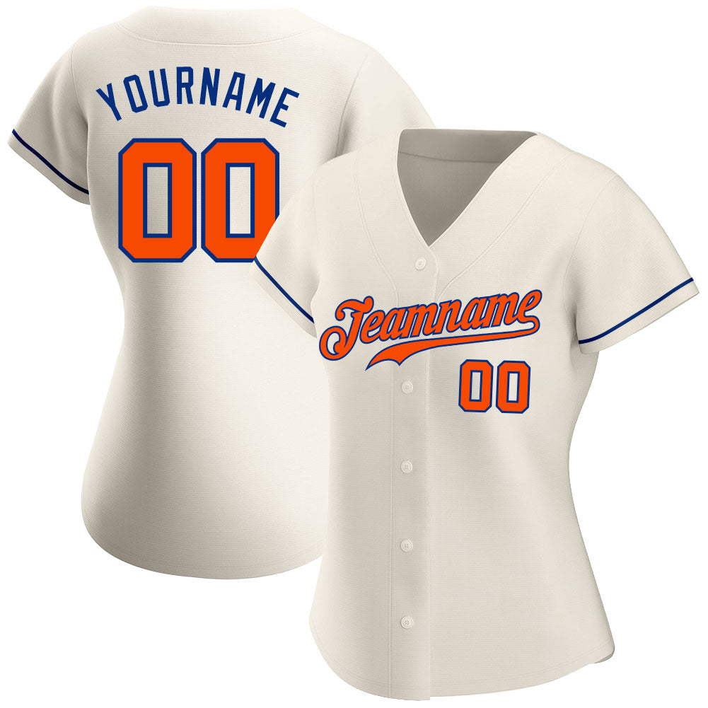 Custom Cream Orange-Royal Authentic Baseball Jersey