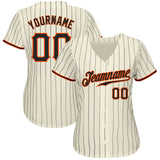 Custom Cream Black Pinstripe Black-Orange Authentic Baseball Jersey