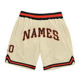 Custom Cream Black-Orange Authentic Throwback Basketball Shorts