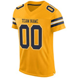 Custom Gold Navy-White Mesh Authentic Football Jersey