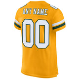 Custom Gold White-Green Mesh Authentic Football Jersey