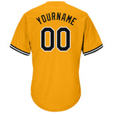 Custom Gold Black-White Authentic Throwback Rib-Knit Baseball Jersey Shirt