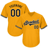 Custom Gold Black-White Authentic Throwback Rib-Knit Baseball Jersey Shirt