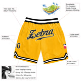 Custom Gold Black-White Authentic Throwback Basketball Shorts