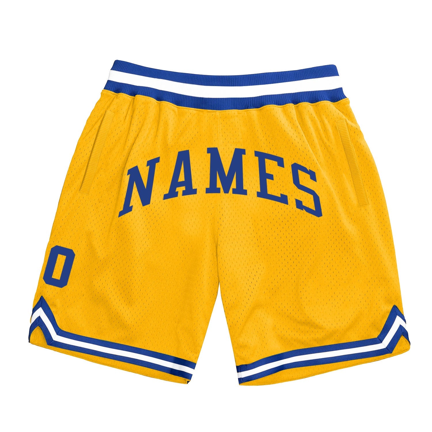 Custom Gold Royal-White Authentic Throwback Basketball Shorts