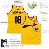 Custom Gold Black-Red Authentic Throwback Basketball Jersey