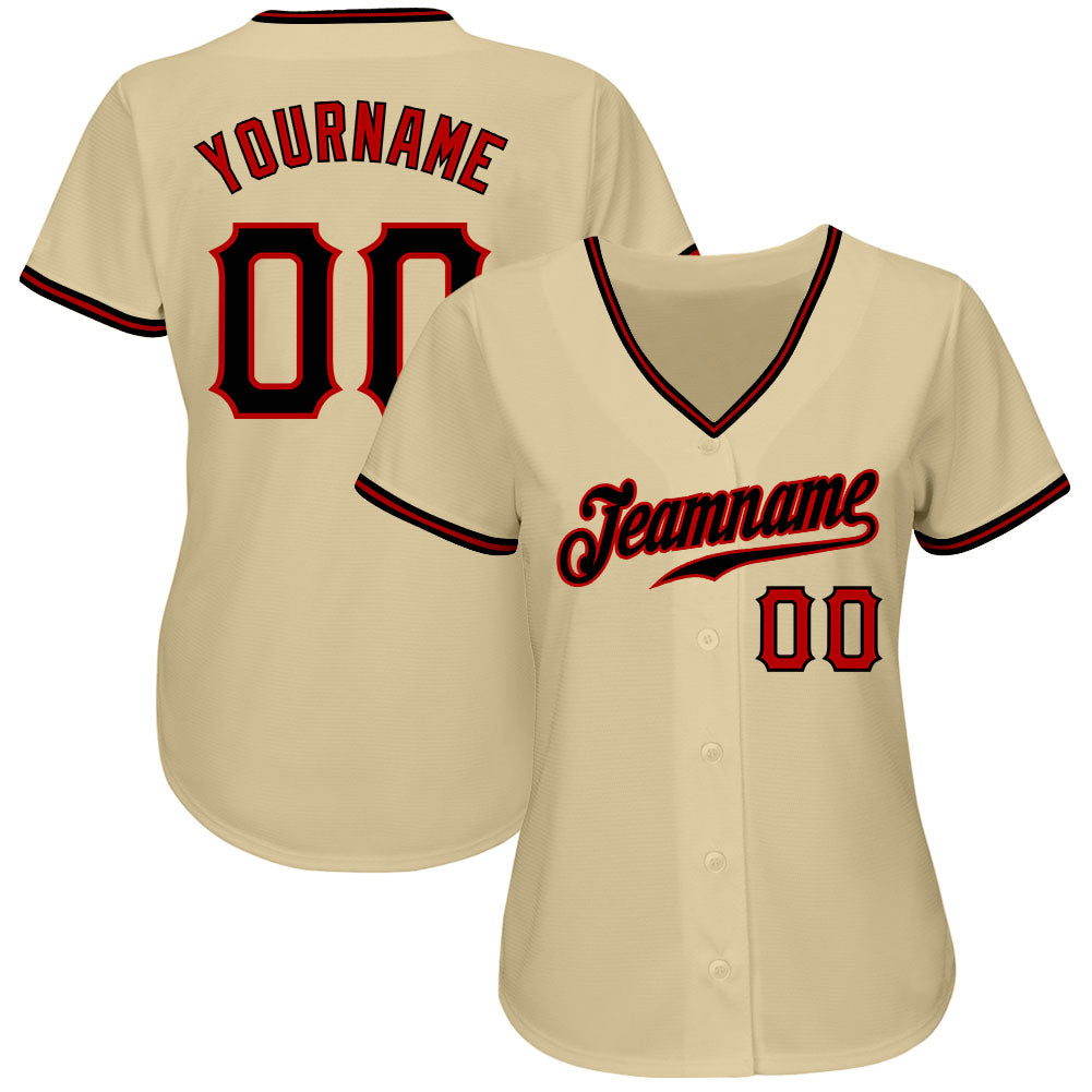 Custom Gold Black-Red Authentic Baseball Jersey