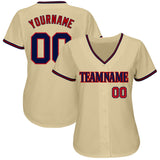 Custom Gold Navy-Red Authentic Baseball Jersey