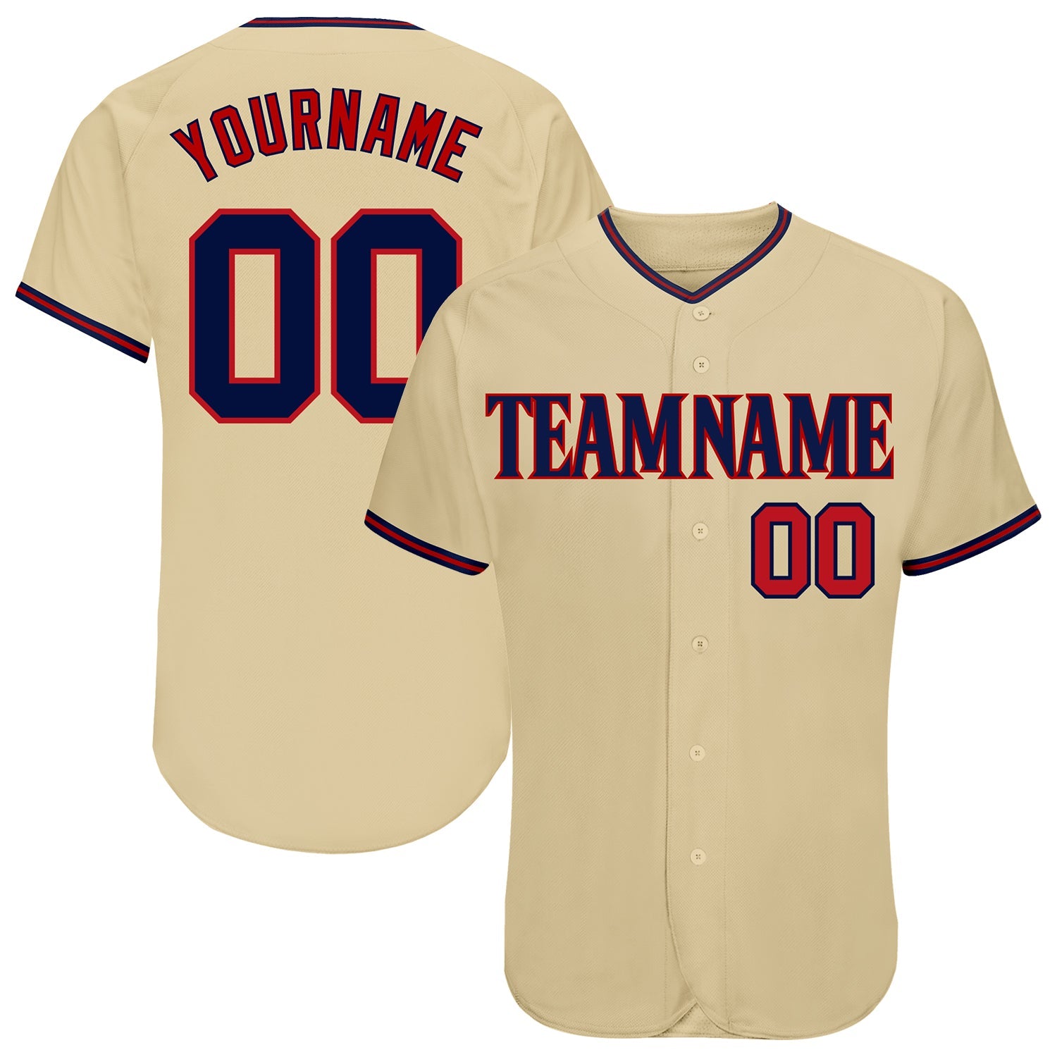 Custom Gold Navy-Red Authentic Baseball Jersey