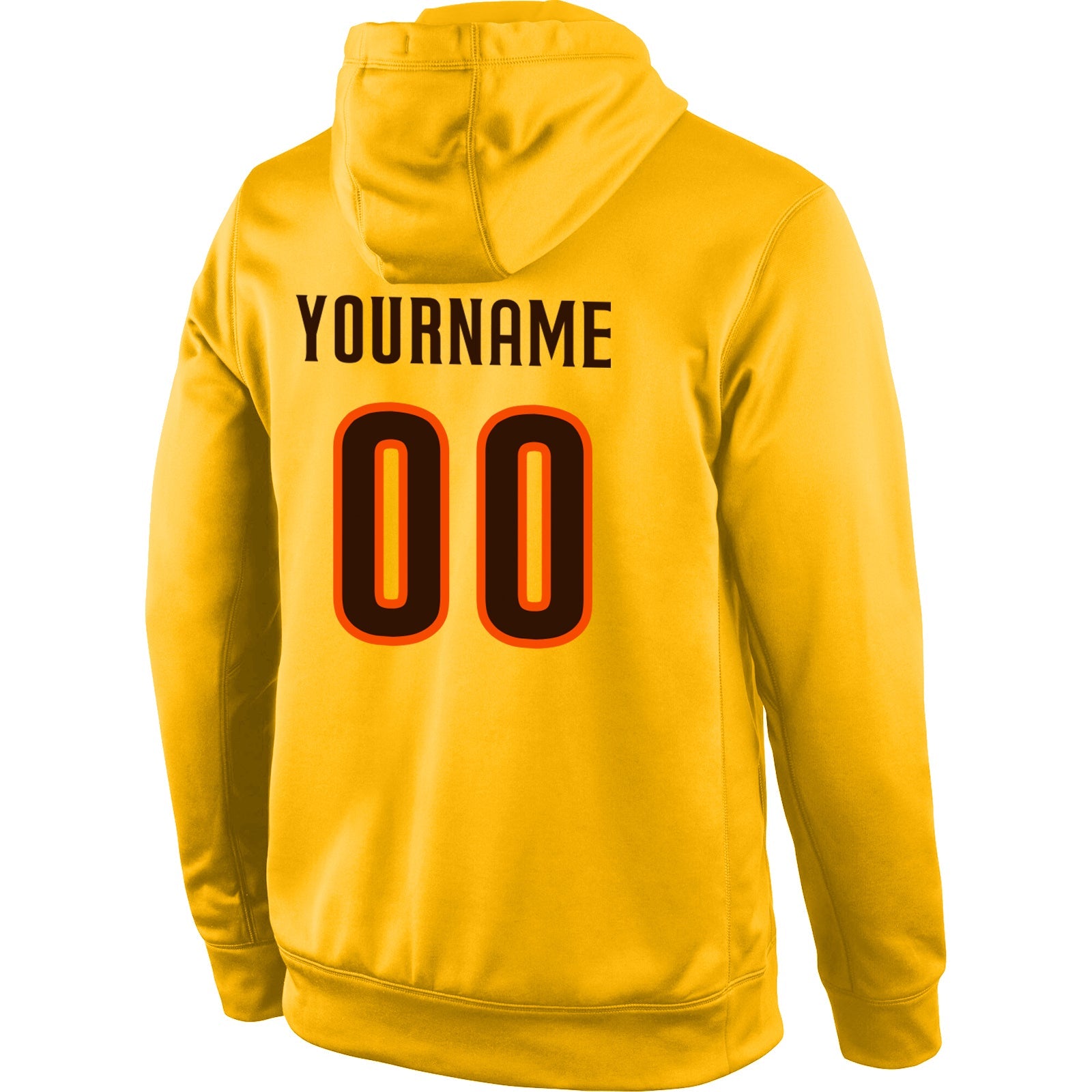 Custom Stitched Gold Brown-Orange Sports Pullover Sweatshirt Hoodie