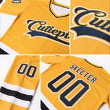 Custom Gold Navy-White Hockey Jersey