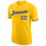 Custom Gold Navy-White Performance T-Shirt