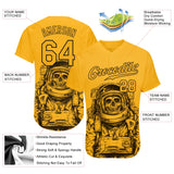 Custom Gold Gold-Black 3D Pattern Design Astronaut Authentic Baseball Jersey