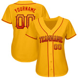 Custom Gold Red-Black Authentic Drift Fashion Baseball Jersey