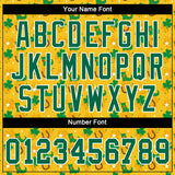 Custom Gold Kelly Green-White 3D Pattern Design Authentic St. Patrick's Day Baseball Jersey