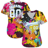 Custom Graffiti Bright Psychedelic Pattern White-Light Blue 3D Authentic Baseball Jersey