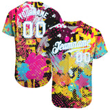 Custom Graffiti Bright Psychedelic Pattern White-Light Blue 3D Authentic Baseball Jersey