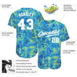 Custom Scratch Graffiti Pattern White-Light Blue 3D Authentic Baseball Jersey