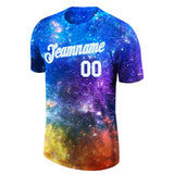 Custom Galactic White-Light Blue 3D Performance T-Shirt