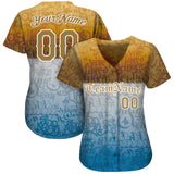 Custom Graffiti Pattern Gold-White 3D Chicano Authentic Baseball Jersey