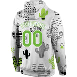 Custom Stitched Graffiti Pattern Neon Green-White 3D Cactus Sports Pullover Sweatshirt Hoodie