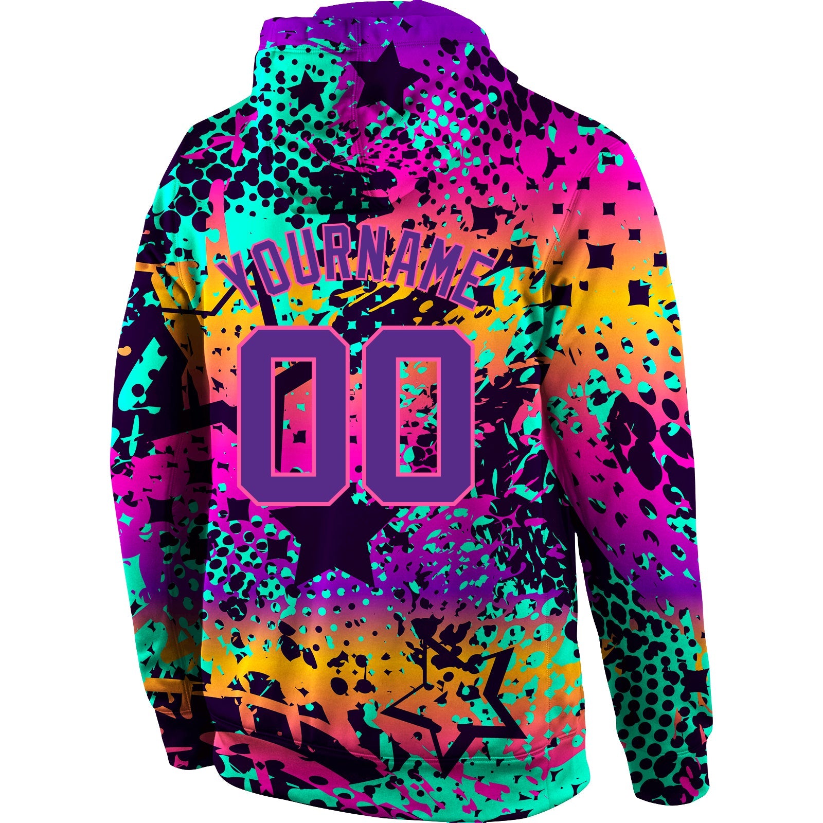 Custom Stitched Graffiti Pattern Purple-Pink 3D Sports Pullover Sweatshirt Hoodie