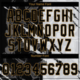 Custom Graffiti Pattern Black-Old Gold 3D Authentic Baseball Jersey