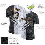 Custom Graffiti Pattern Black-Old Gold 3D Performance T-Shirt