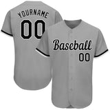 Custom Gray Black-White Authentic Baseball Jersey