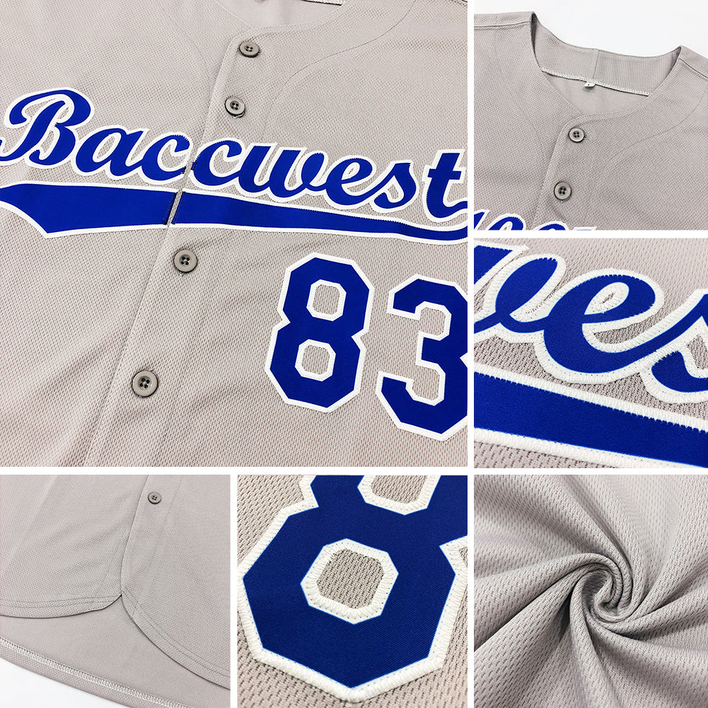 Custom Gray Black-Light Blue Authentic Baseball Jersey