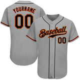 Custom Gray Black-Orange Authentic Baseball Jersey