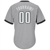 Custom Gray White-Black Authentic Throwback Rib-Knit Baseball Jersey Shirt