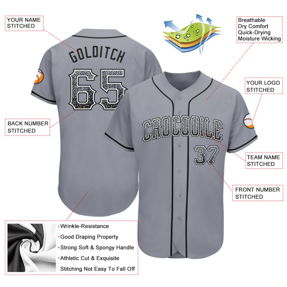 Custom Gray Black-White Authentic Drift Fashion Baseball Jersey