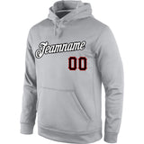 Custom Stitched Gray Black-Red Sports Pullover Sweatshirt Hoodie