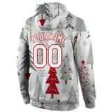 Custom Stitched Gray White-Red Christmas 3D Sports Pullover Sweatshirt Hoodie