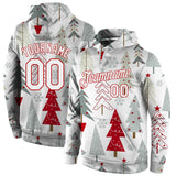 Custom Stitched Gray White-Red Christmas 3D Sports Pullover Sweatshirt Hoodie