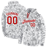 Custom Stitched White Red-White Christmas 3D Sports Pullover Sweatshirt Hoodie