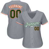 Custom Gray Green-Orange Authentic Baseball Jersey