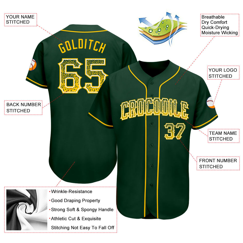 Custom Green Gold-White Authentic Drift Fashion Baseball Jersey