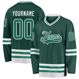 Custom Green Kelly Green-White Hockey Jersey